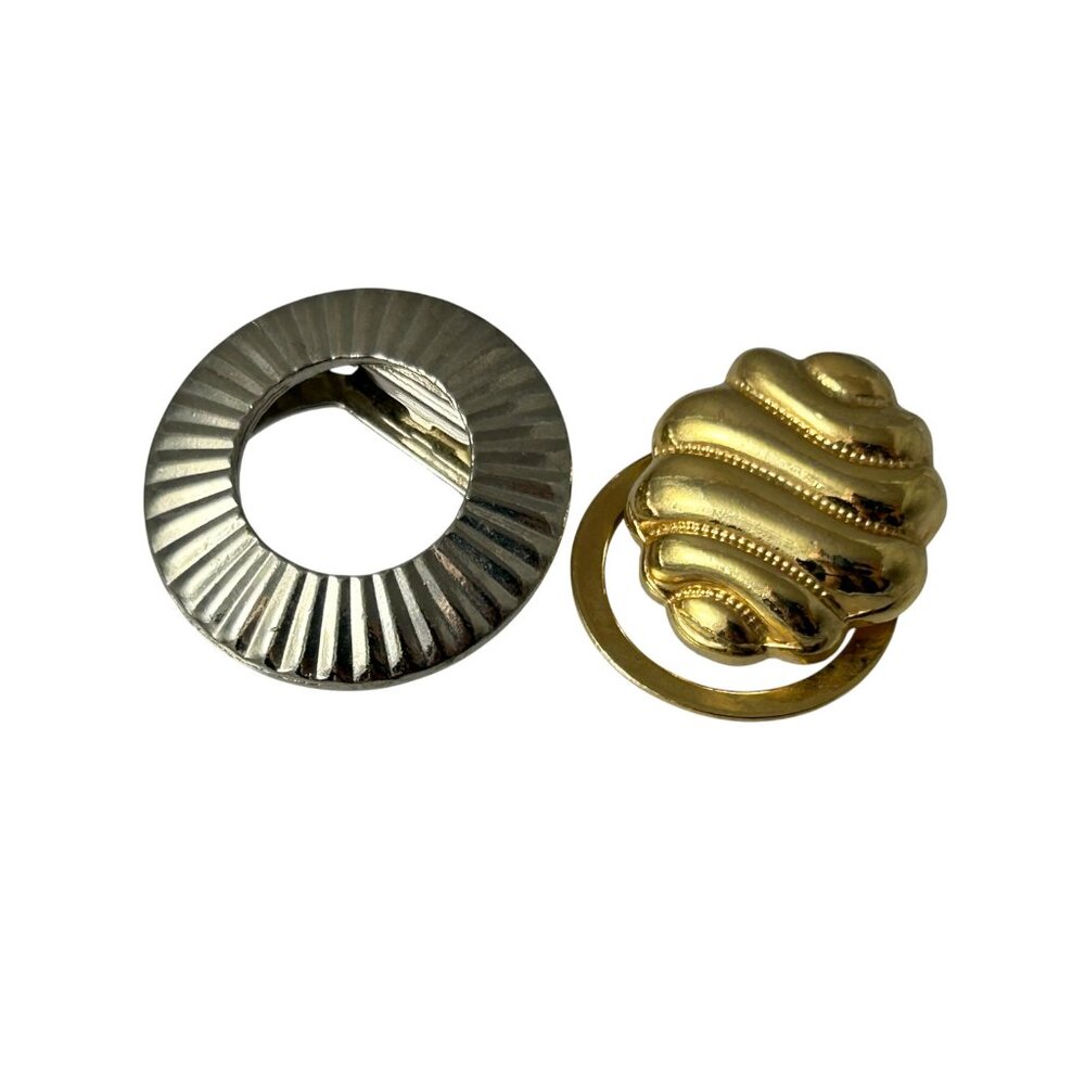 Vintage Lot 2 Scarf T Shirt Clips Silver Tone Gold Tone Textured